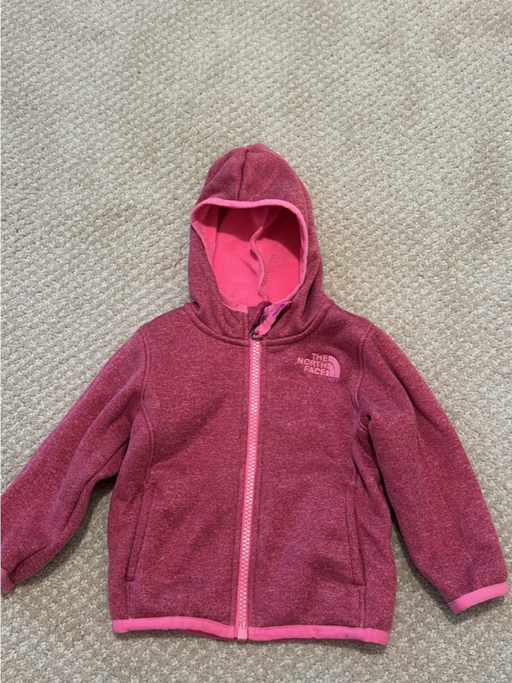The North Face Girls' Raspberry Pink Hooded Fleece Jacket